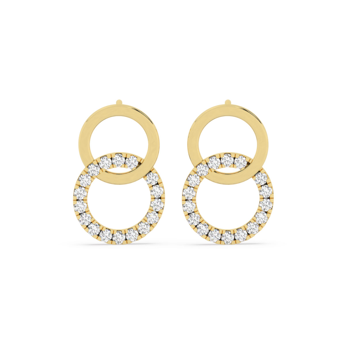 Aretes doble circulo de oro