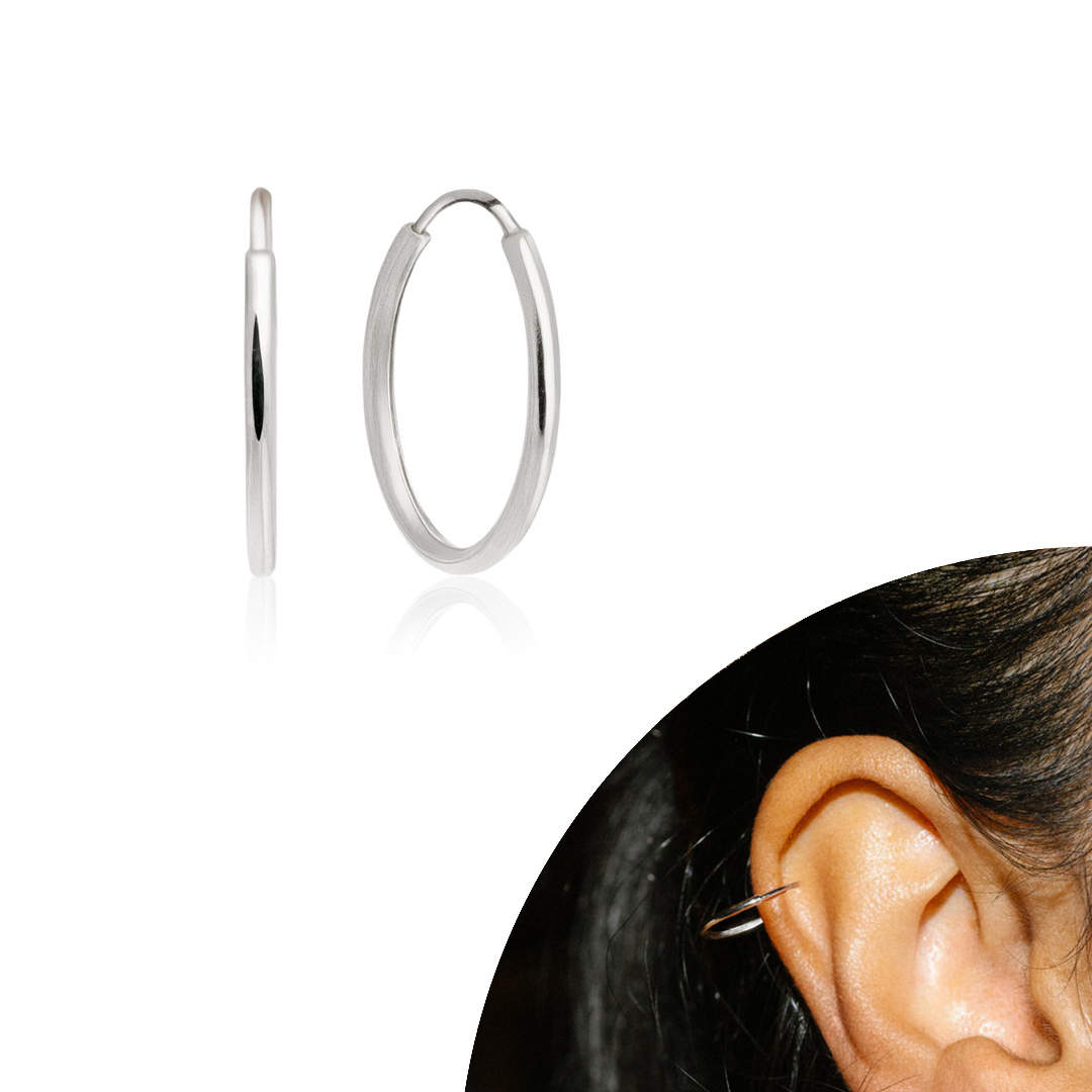 Argollas de oro blanco 18k Zuri Tipo Helix