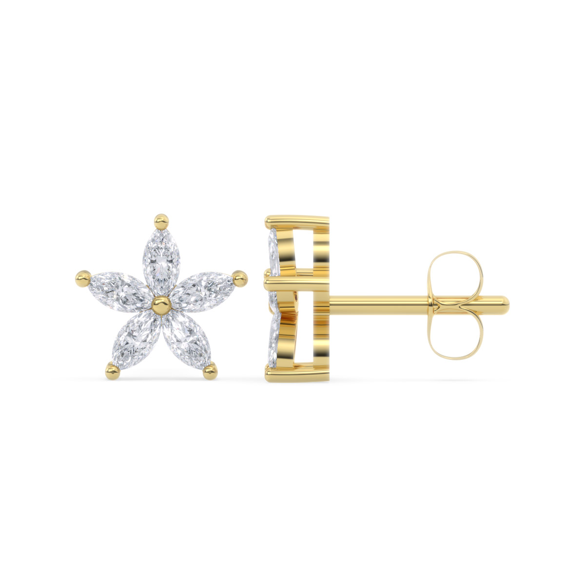 Aretes Marquise de oro 18k