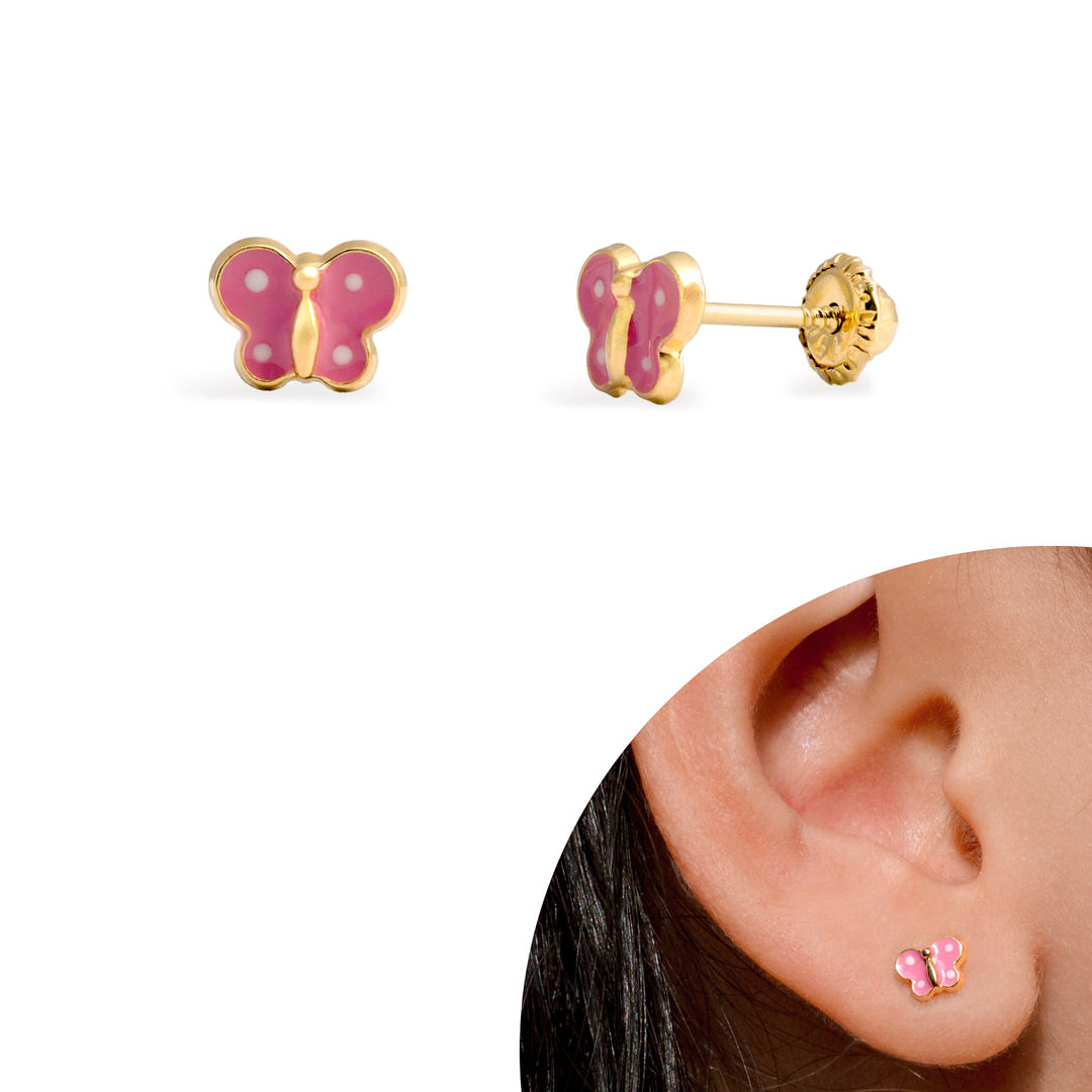 Aretes de bebe  de oro 18k Lia