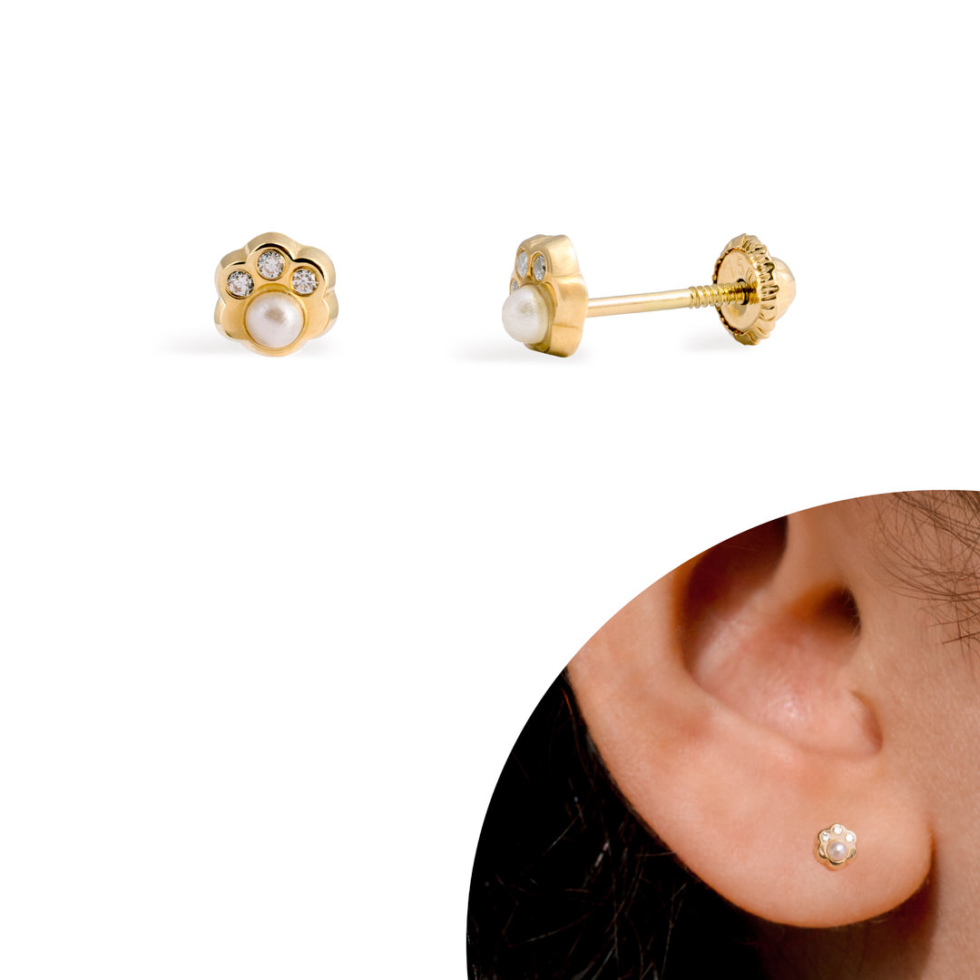 Aretes de bebe  de oro 18k Liriel