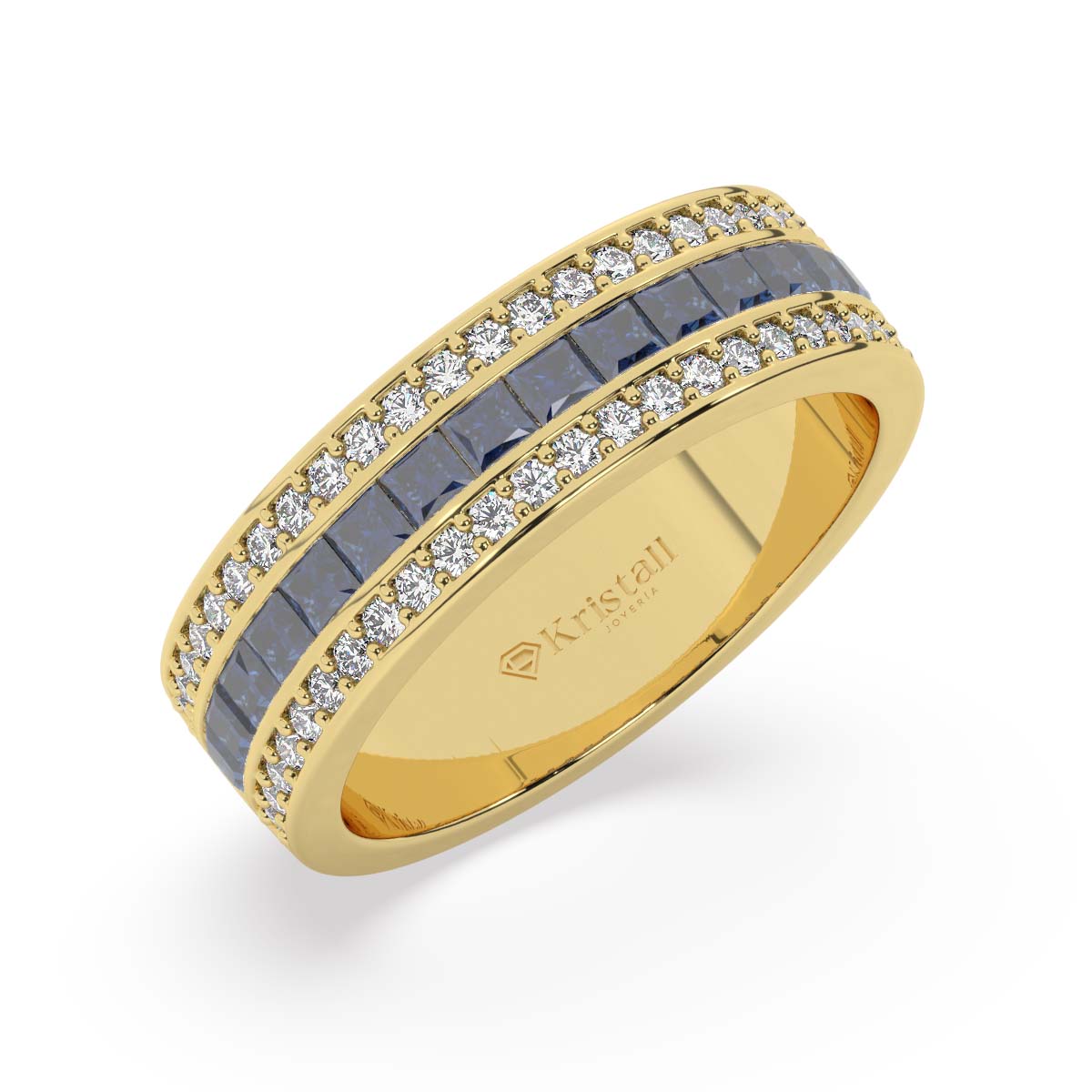 Anillo de oro con zafiros y diamantes