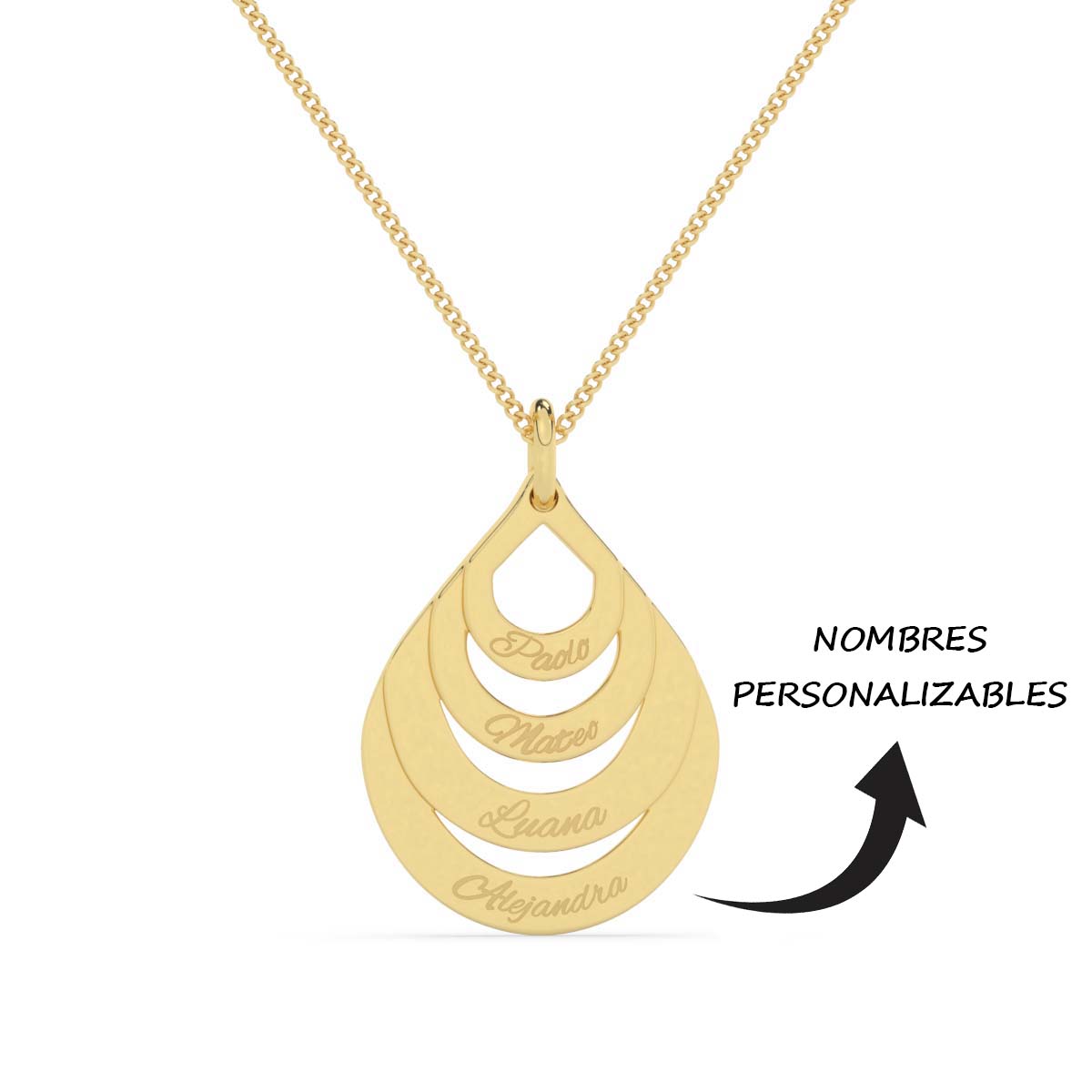 collar con 4 nombres