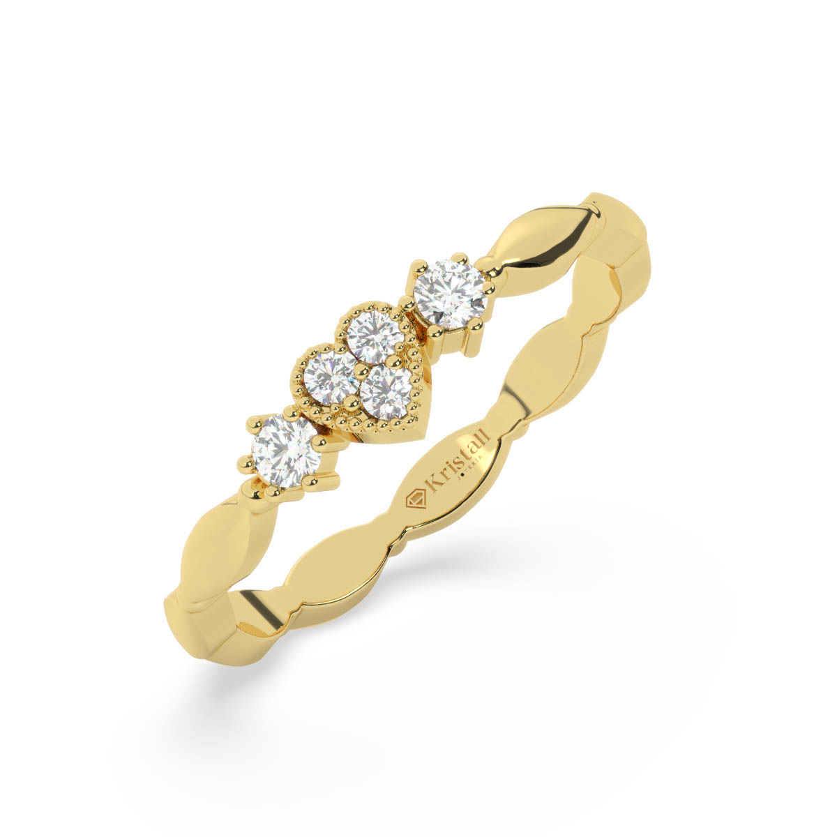 Anillo de promesa tipo corazon de oro