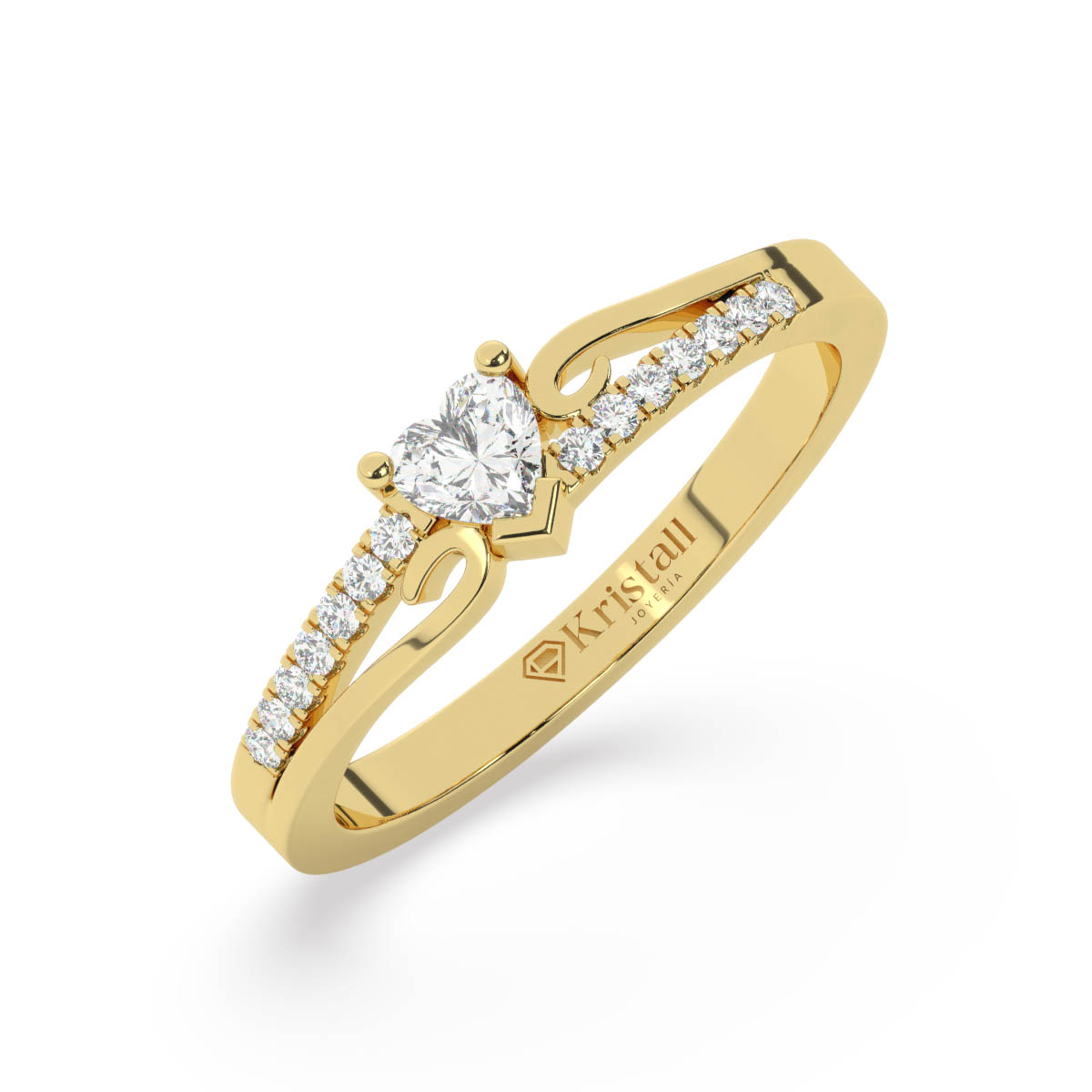 Anillo de oro corazon 18k